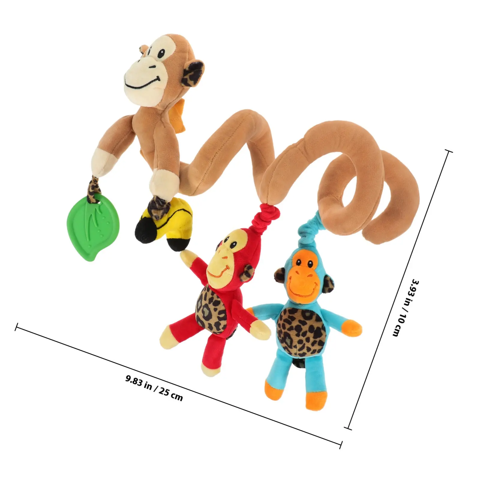Monkey Design Infant Baby Activity Spiral Bed Stroller 4 Hanging Characters Encourage Reach Pull Squeeze Bright Colors Tactile