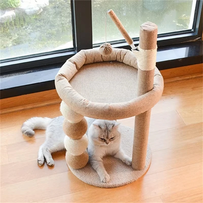 Large Indoor Cat Tree Tower Luxury Interactive Cat Scratcher With Sustainable Wood Paper Sisal Cat Scratching Posts for Climbing
