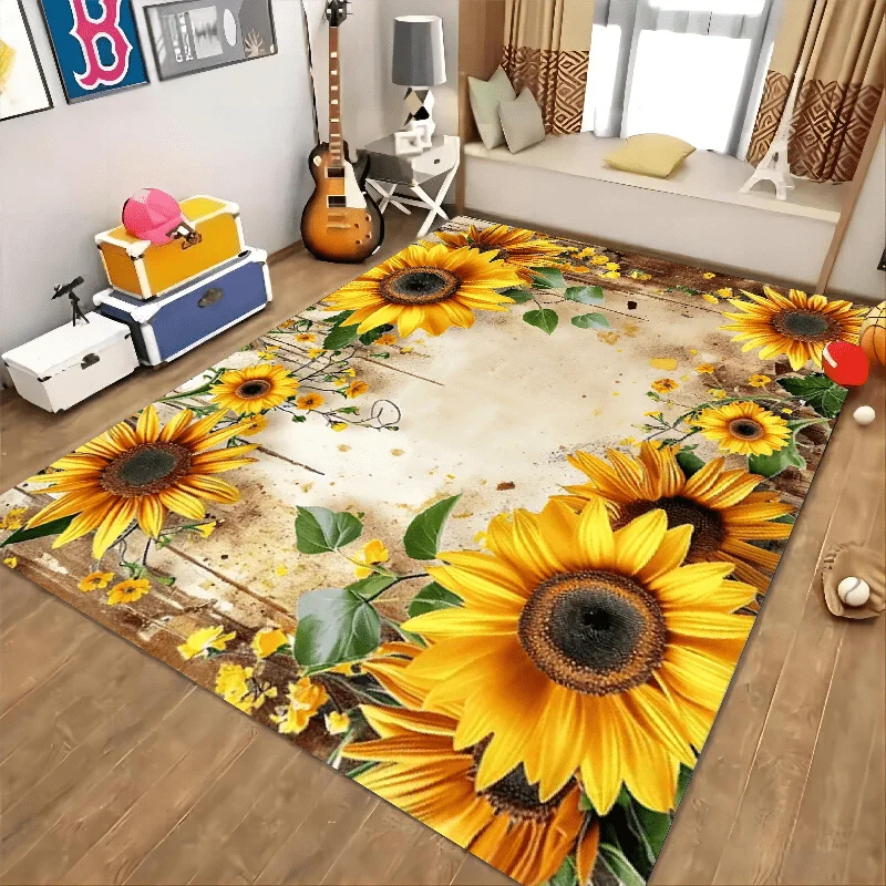 

1pc Sunflower Design Area Rugs for Living Rooms, Carpets for Indoor Outdoor Use, for Kitchens, Offices, and Bathrooms Home Decor