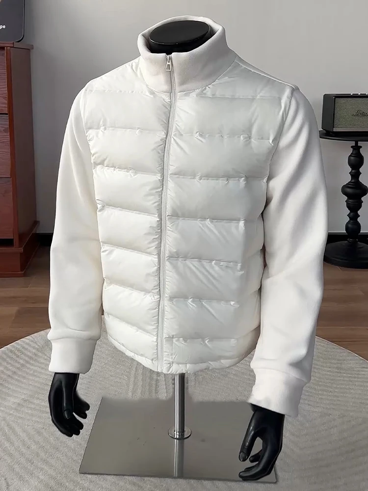 

Faionable Men's Fce Lined Patchwork Stand Collar Jaet Versatile Autumn Winter Outerwear Casual Sle Urban Faion