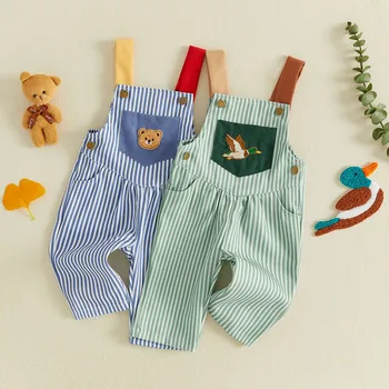 Striped Baby Boy Overalls 1