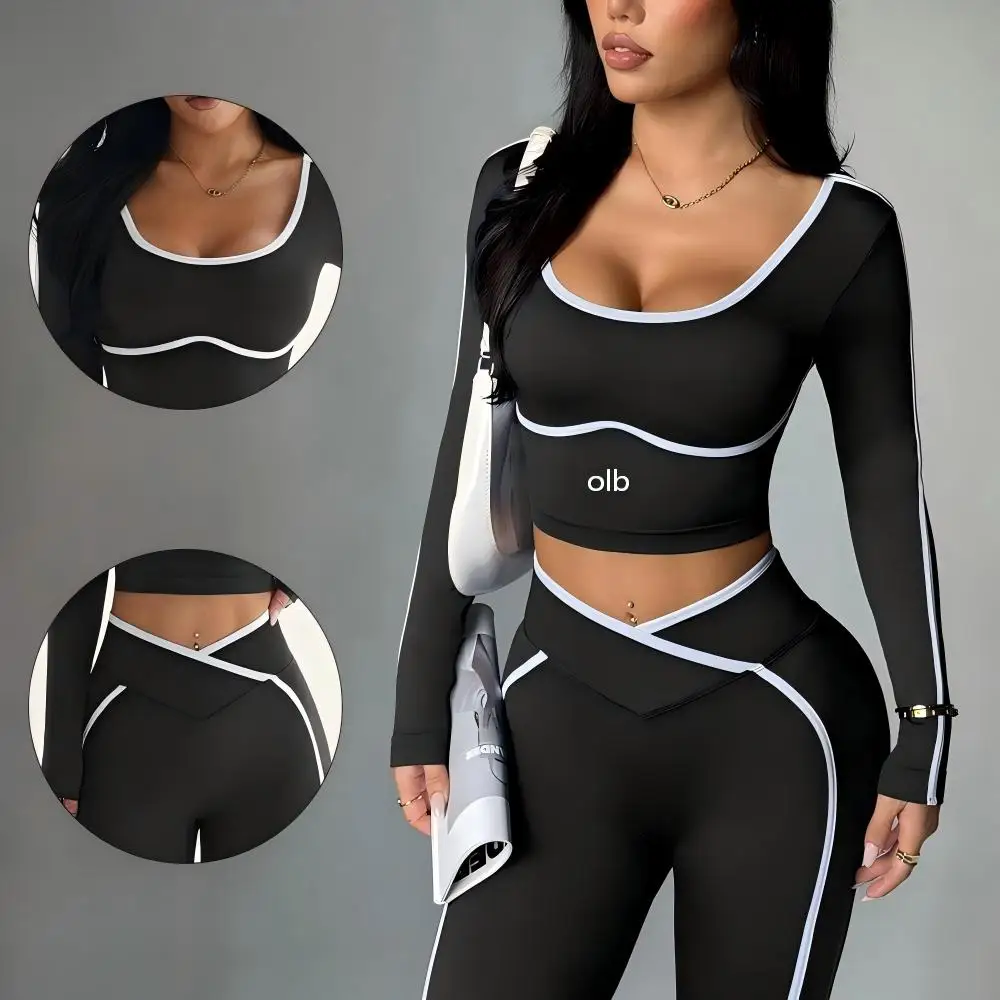 The popular color blocked yoga set for 2026, including tight yoga long sleeved pant