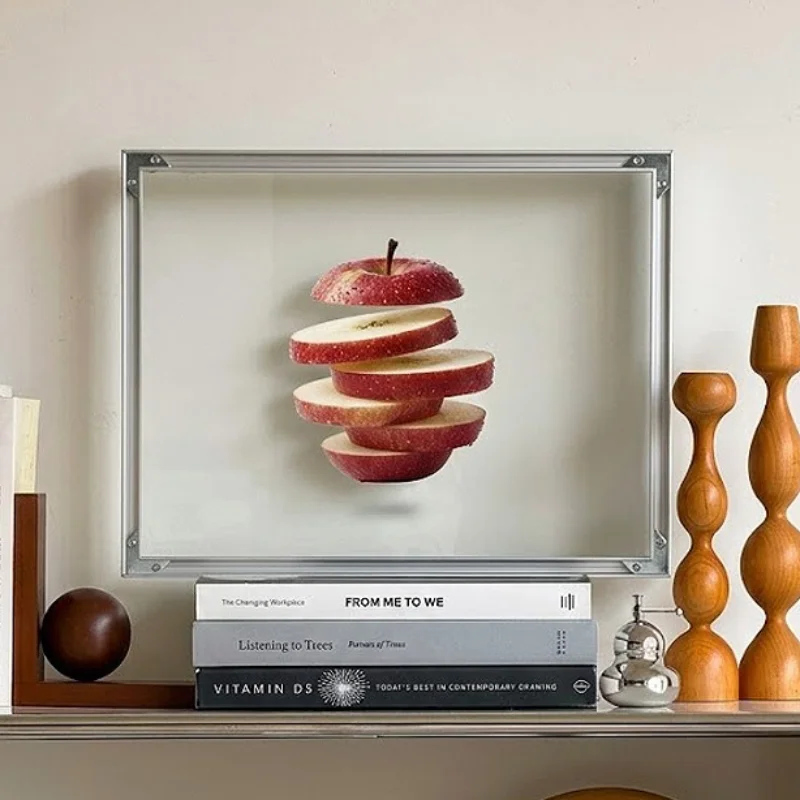 Modern Painting Transparent Glass Three-dimensional Metal Frame Tabletop Wall Painting Art Living Room Decoration Accessories