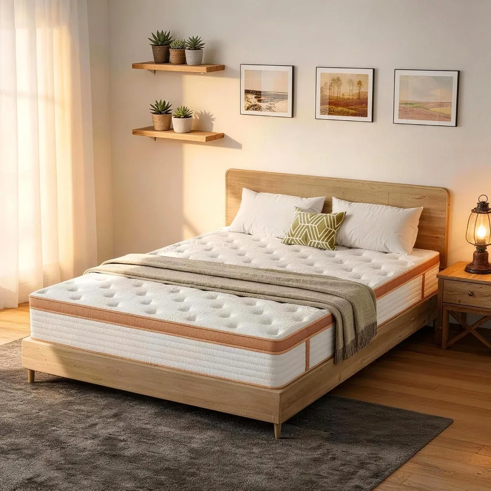 Full Mattress, 10 Inch Hybrid Mattress in a Box, Memory Foam and Individual Pocket Springs, Medium Firm Comfort,