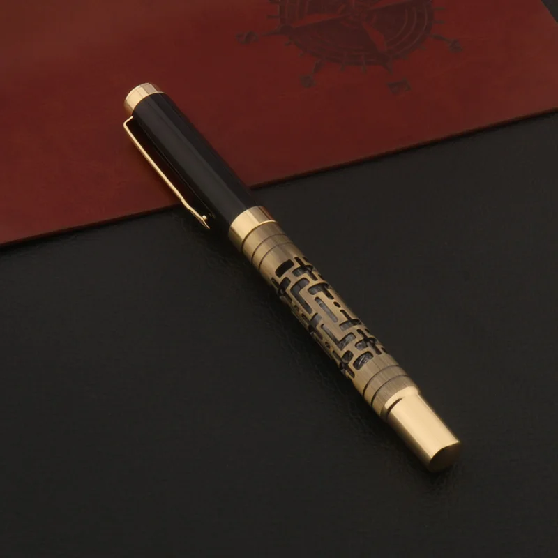 1pc bronze Fountain Pen Hollowing out M Business Office School Supplies Writing Calligraphy pen