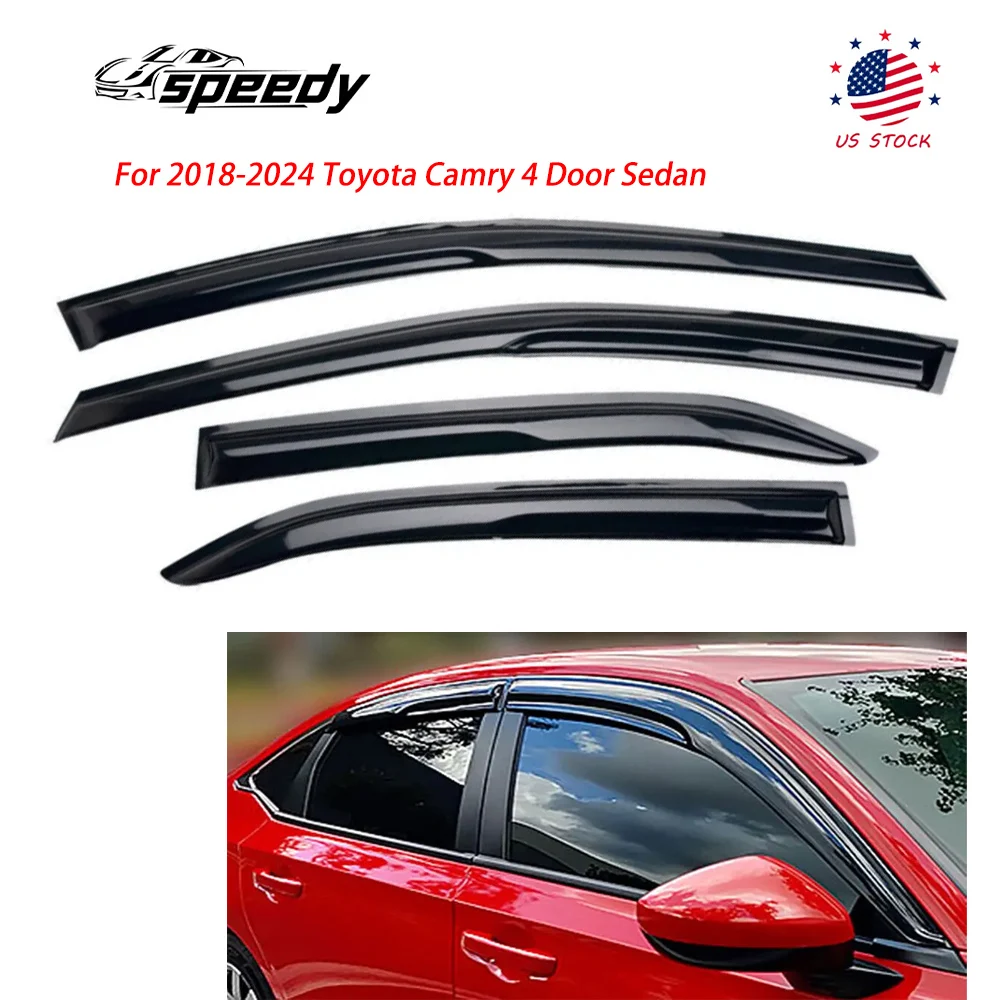 

Черный оконный козырек в стиле JDM Mugen, вентиляционные защитные ограждения от дождя для Toyota Camry 2018-2024, 4-дверный седан, все модели