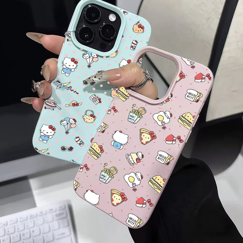 

Miniso Cute Hello Kitty's Daily Life Cartoon Phone Case For iPhone 17 Pro Max 16 15 14 11 12 13 Pro Plus TPU Anti Fall Fundas