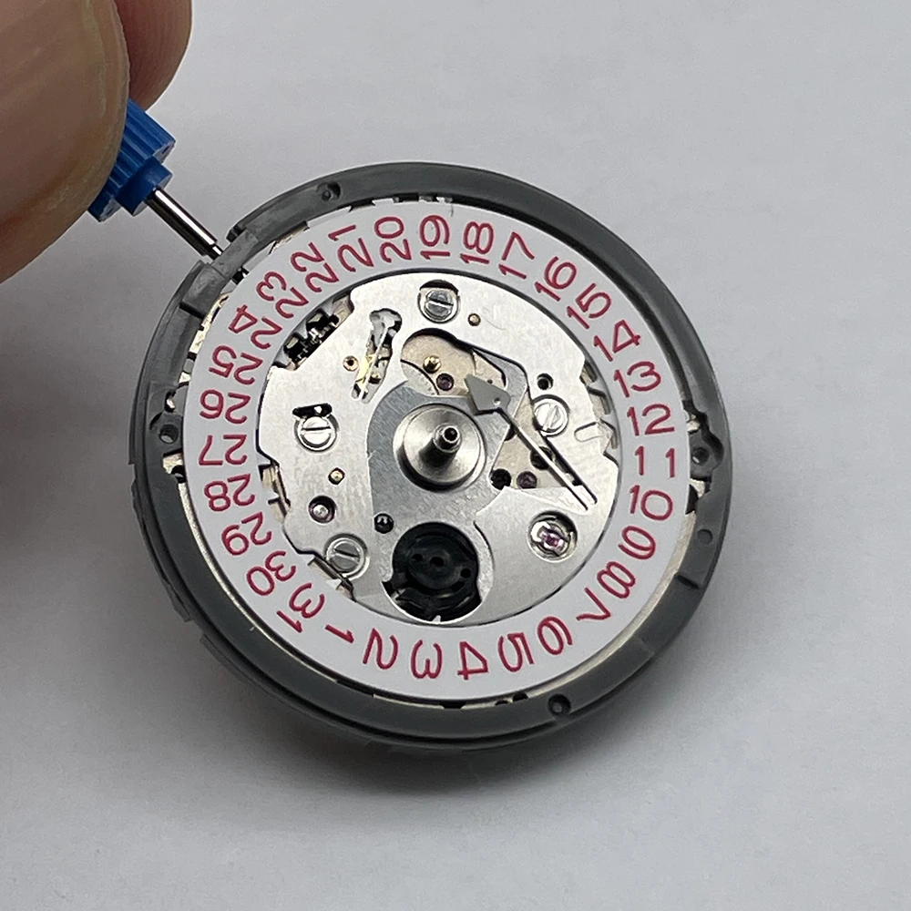 Japan Original NH35 Movement Mod White-Red Text Datewheel Crown at 3.0/3.8 Position Genuine NH35A Red Disc Version 24 Jewels