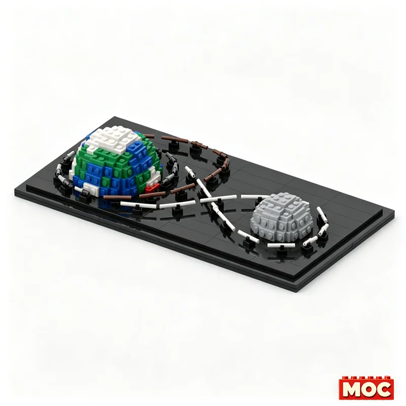 450PCS Artemis II Flight Path Space MOC Model Custom Blocks DIY Assembly Educational Toy For Space Fans Display Halloween Gift