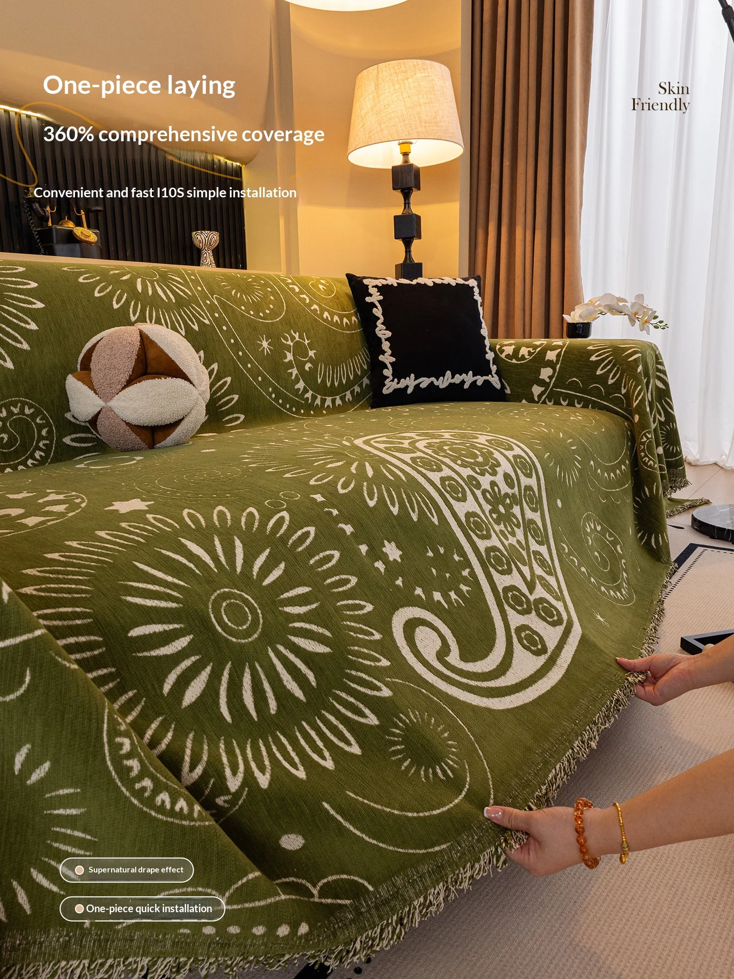 Chenille Sofa Cover Non Slip Sofa Protector Anti Cat Scratch Dustproof Couch Cover for Living Room Universal Fit Couch for Sofas