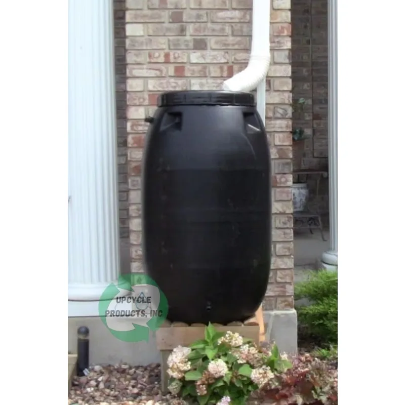 Rain Barrel, 55 Gallon, Black, Plastic, , Rain Water Harvesting