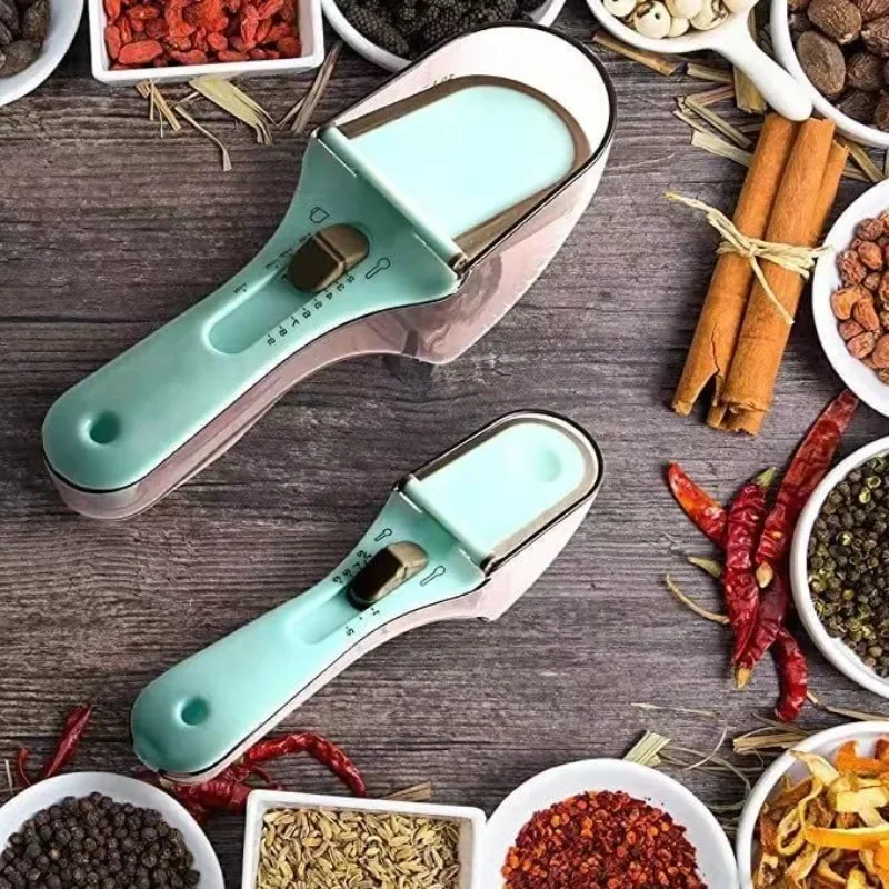Adjustable Measuring Scoop Kitchen Tool for Dry and Liquid Ingredients Portable Precision Spoon with Scale for Baking Cooking