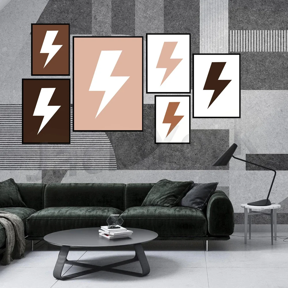 Brown Neutral Lightning Bolt Print, Nursery, Kids Teen Bedroom Poster, Printable Wall Art,Minimalist Home Decor