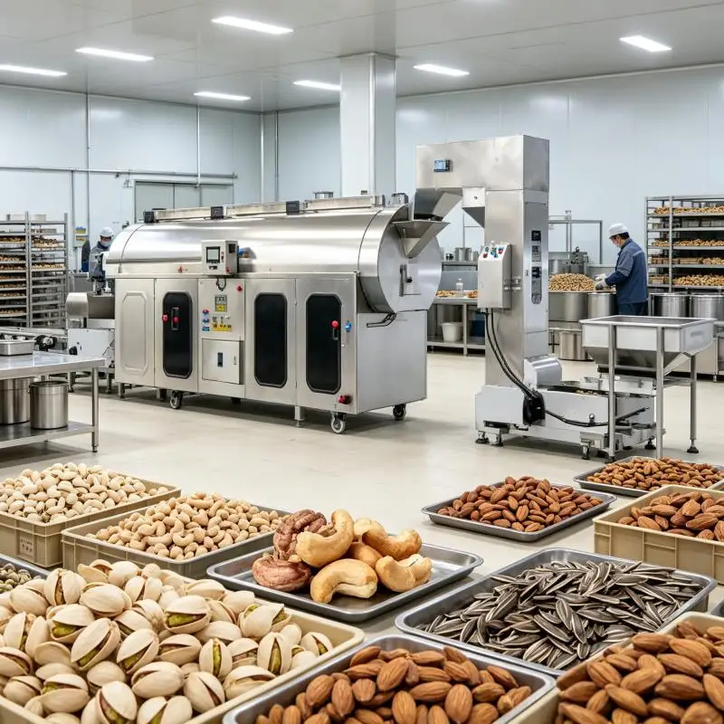 Groundnut Palm Kernel Almond Walnut Nut Pistachios Soya Bean Drying Roast Roaster Equipment Line Machine