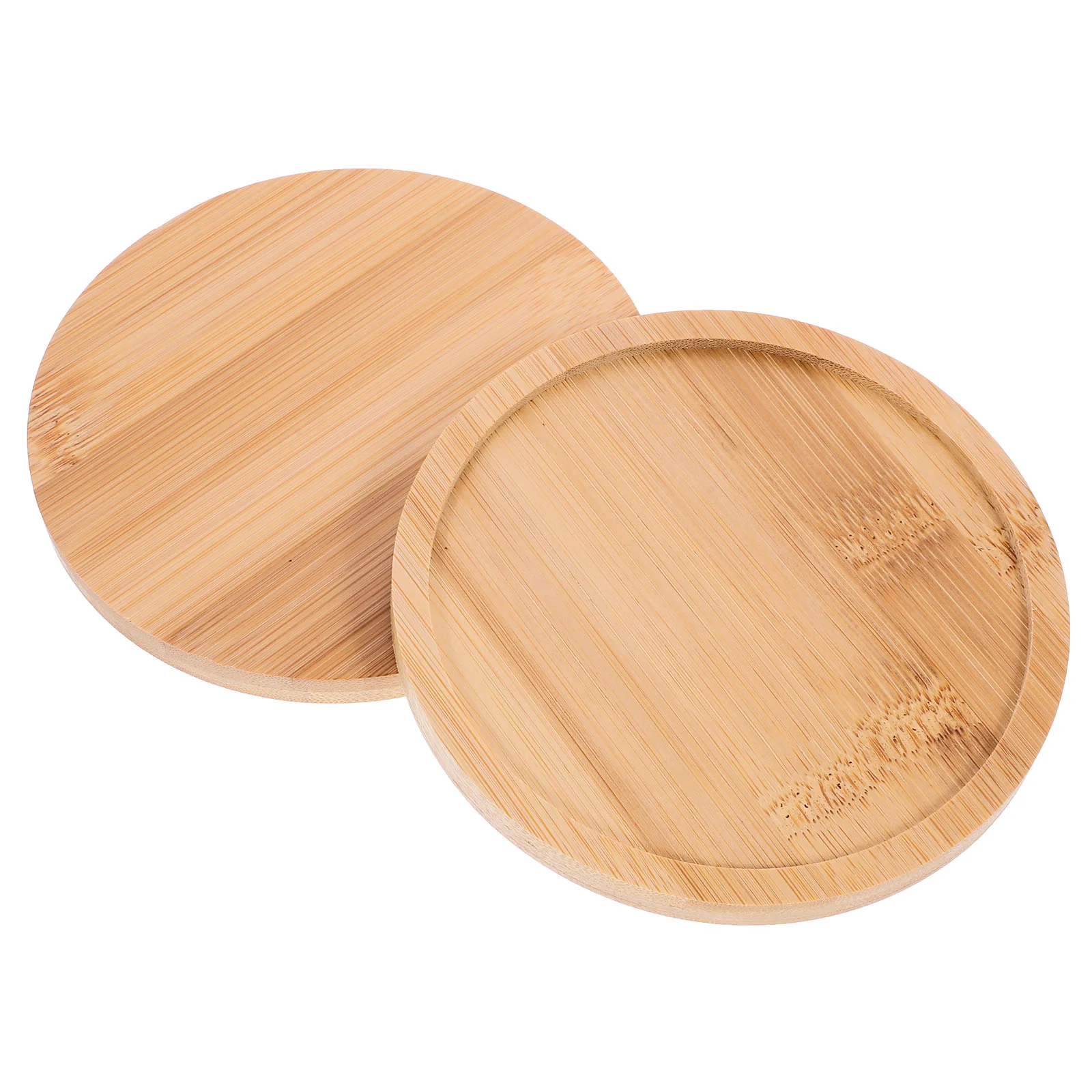 

2 Pcs Bamboo Tray Wooden Plates Food Trays Wood Tableware Fruit Plates Serving Platters Home Decor Kitchen Counters Round Tray