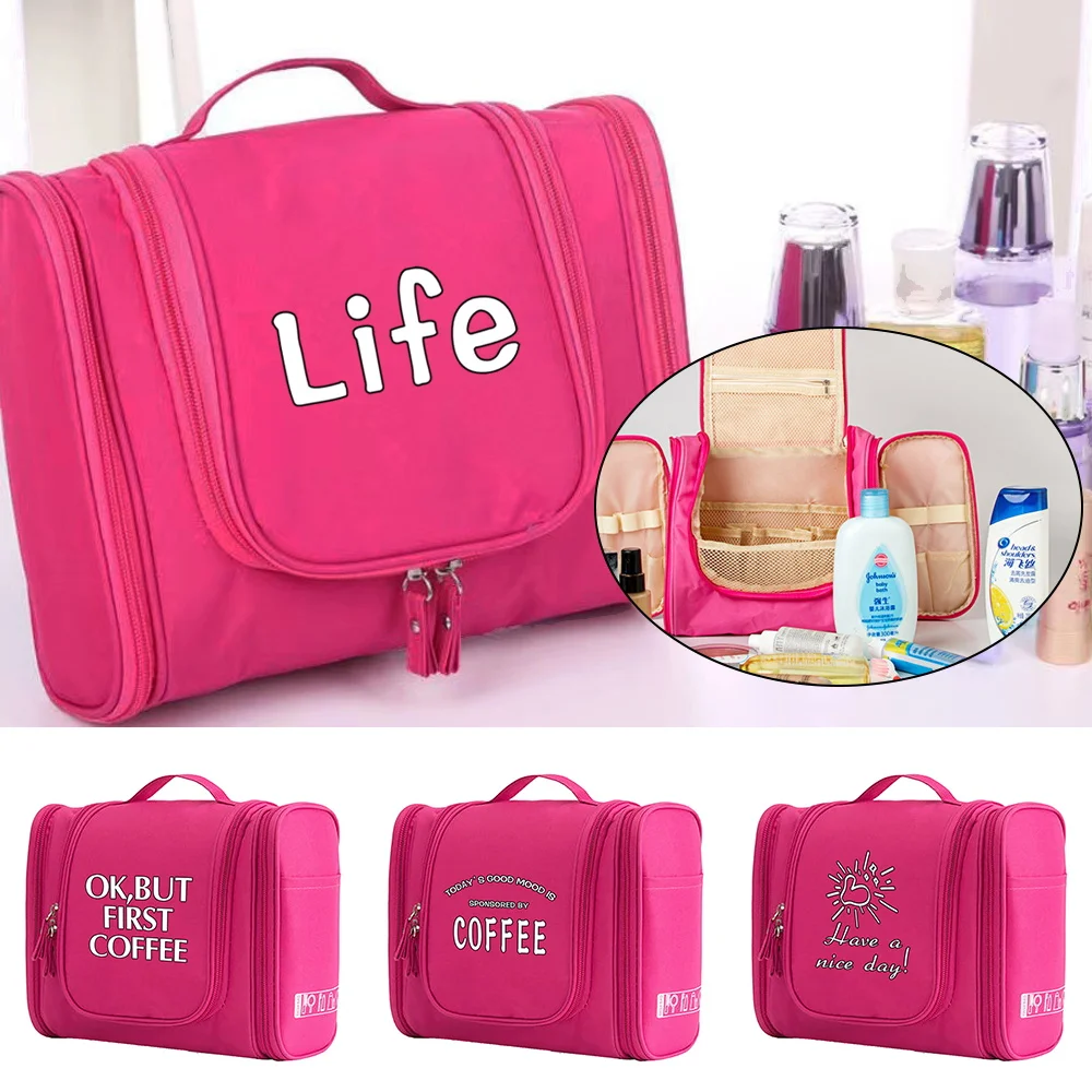 

Hand Bag MakeUp Bag Hook Up Toiletry Bags Zipper Make Up CaseWash Pouch Women Food Print Travel Toiletries Cosmetic Organizer