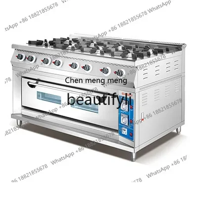AB02  Gas four-head pot stove with oven independent temperature control, noodle stove commercial kitchen catering equipment