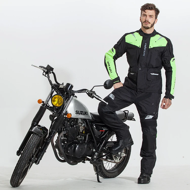 Traje de pantalón y chaqueta de viaje, protectores CE para motocicleta, impermeable