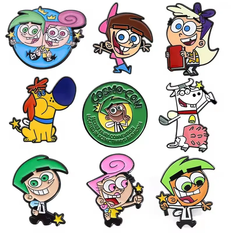 The Fairly Oddparents المينا دبوس الرسوم المتحركة الكوميدية لطيف الكرتون تيمي كوزمو واندا بروش معدني شارة ظهره ملحقات الهدايا