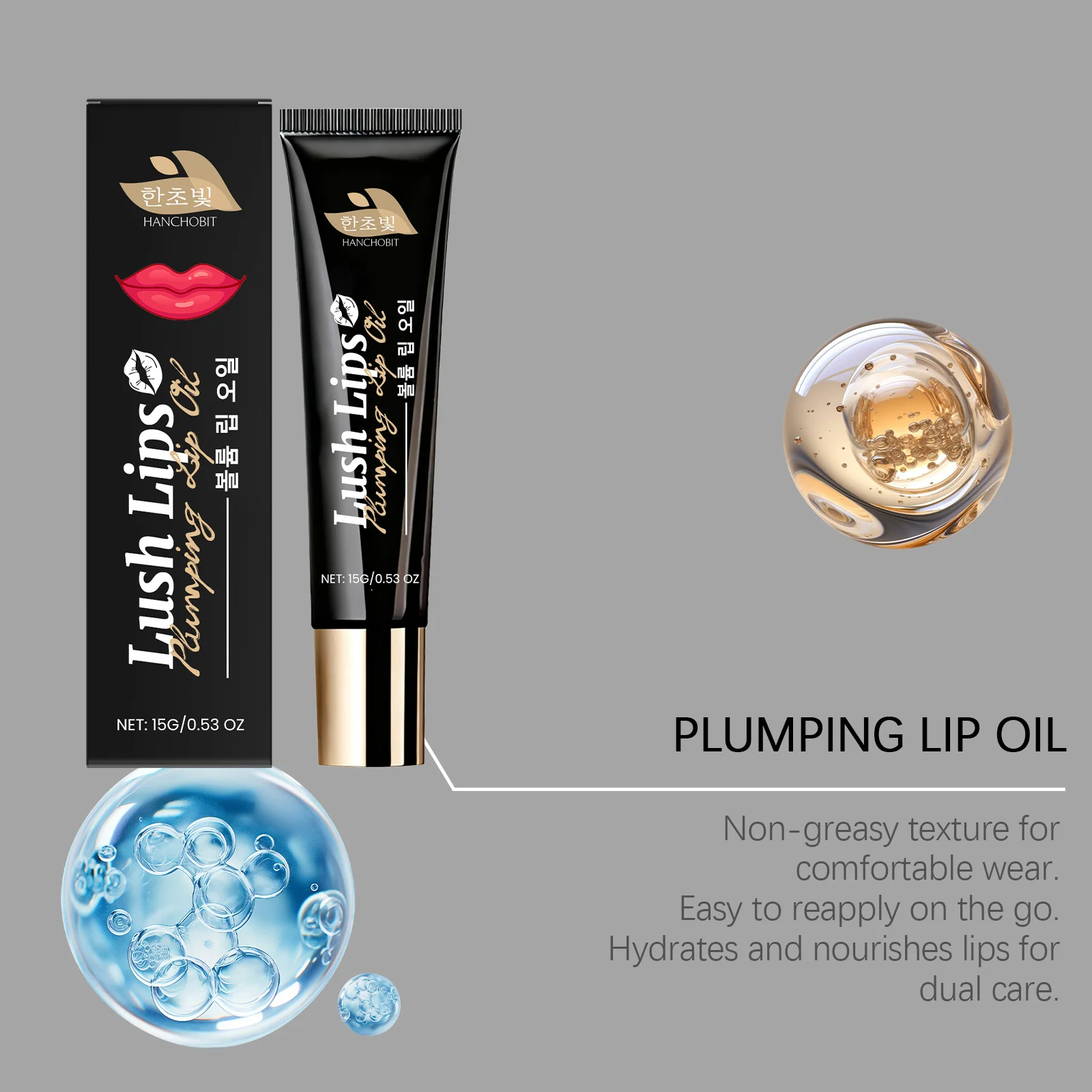 زيت الشفاه المغذي والممتلئ - يغذي الشفاه للترطيب ونعومة، غير لزج، مثالي للعناية بالترطيب اليومي