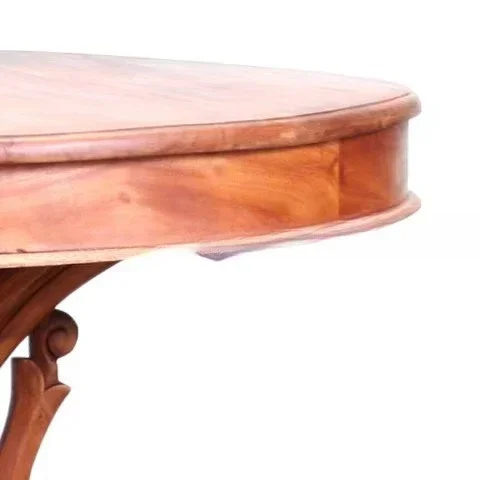 Classic solid teak round dining table traditional design, carved in natural colors, for dining room furniture