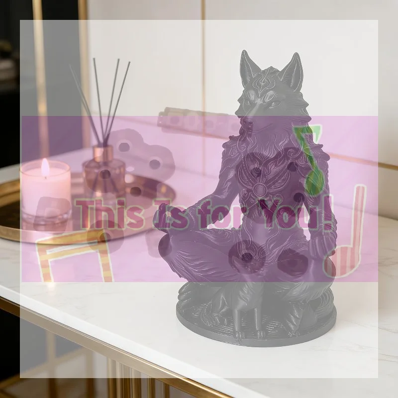 【MA】3D Printing Gothic Werewolf & Cub Meditation Statue For Shelf, Eerie Decor & Collectible Gift