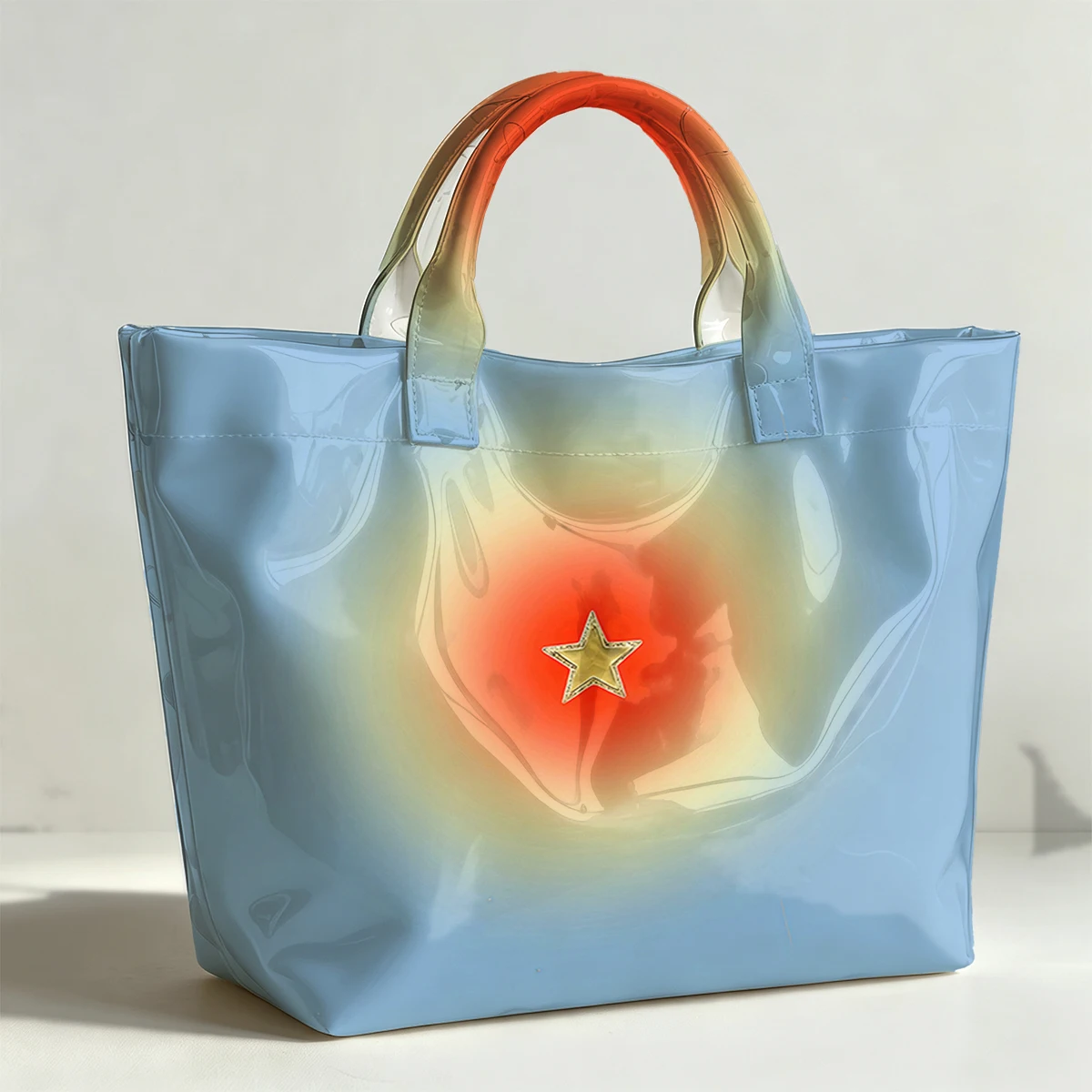 Aura Star PVC Tote Bag Waterproof Transparent Jelly Bag Beach Bag Tote Pouch Bow Handbags Storage Bag