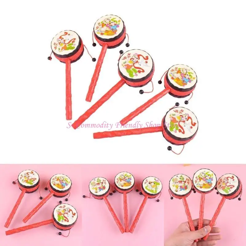 85AE 5 uds mono sonajero tambor mano tambor calmar juguete niño sensorial juguete aprendizaje musical