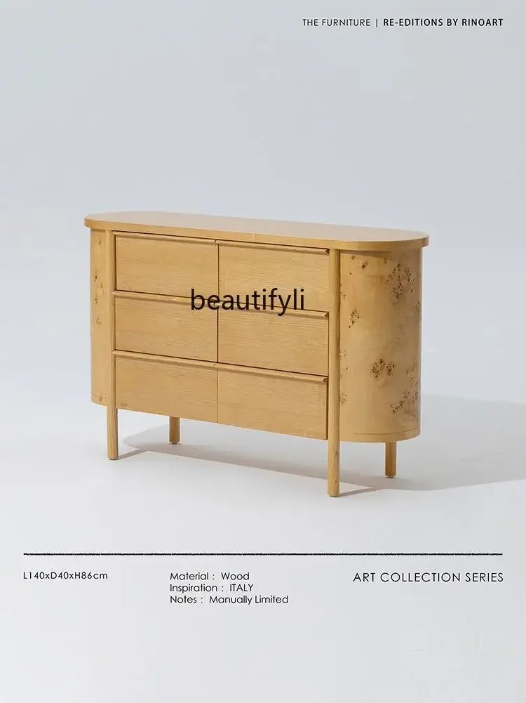 Customized mansion, mahogany core wood grain edge cabinet, chest cabinet, living room storage