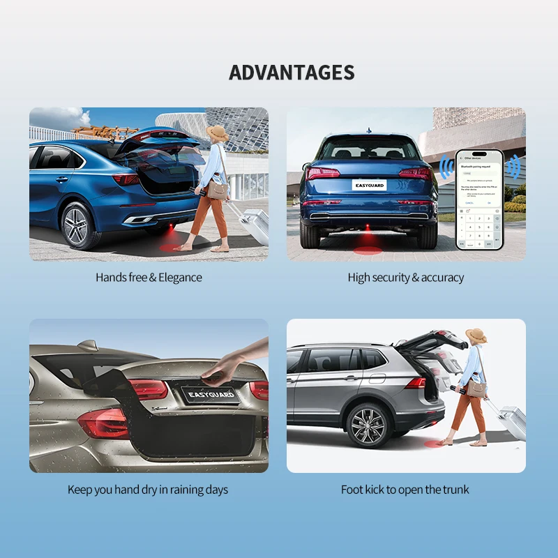 EASYGUARD Universal Smart Power Trunk System with Laser-Guided Projection Foot Kick Sensor for Tailgate