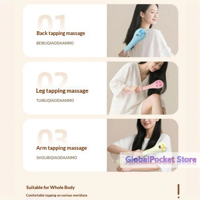 [TG823]1Pcs Back Pain Relief Portable Body Vibration Hammer High Elasticity Plush Massage Pat Fu Character Slap Stick Massager