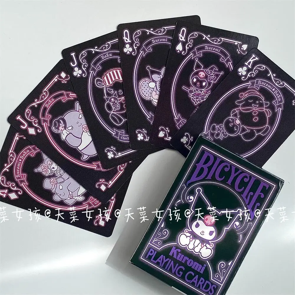 Funny Sanrio Kuromi Playing Card Paper Poker Children Game Tools Cartoon Anime Print Playing Card Plush Kid Toys Girl Gift