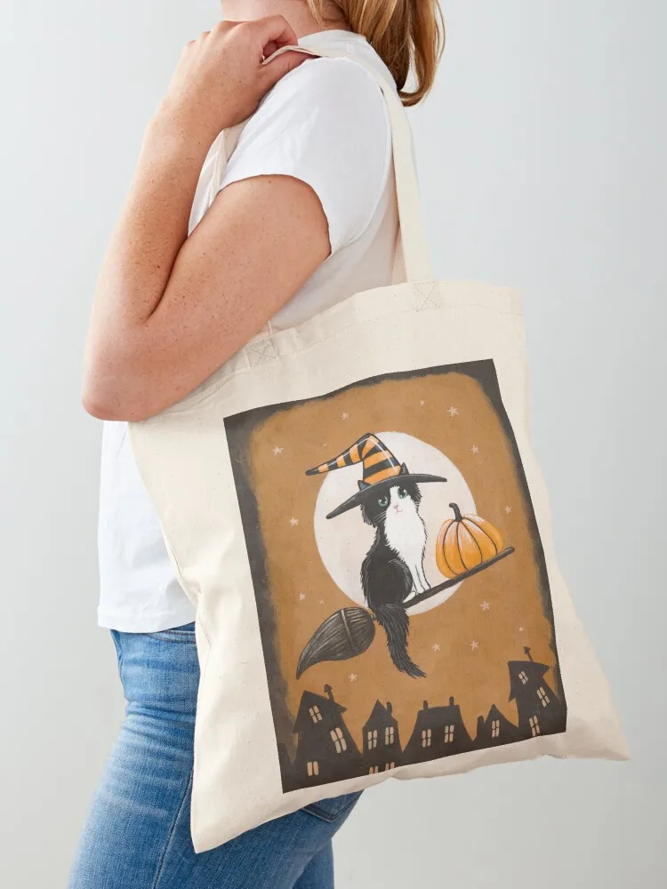 

The Little Black and White Witch Cat Tote Bag Cloth bags tote bags cloth bags tote bag bag screen