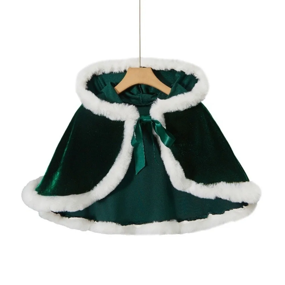 Fashion Polyester Christmas Hooded Cloak Thick Warm Women Ponchos Shawl Windproof Santa Claus Costume Adult
