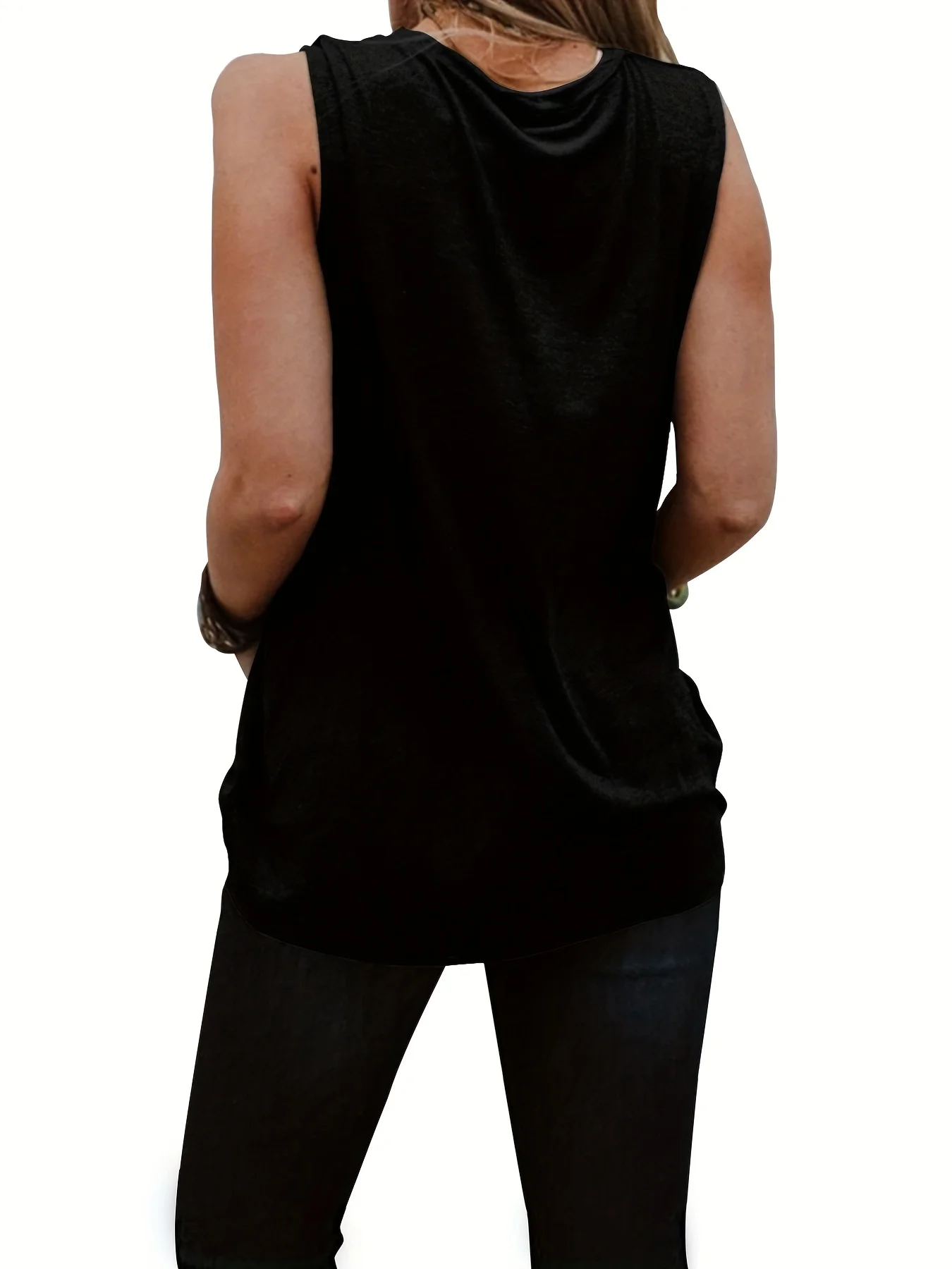 Women\'s casual fashion plus size summer fashion pattern printed round neck sleeveless vest