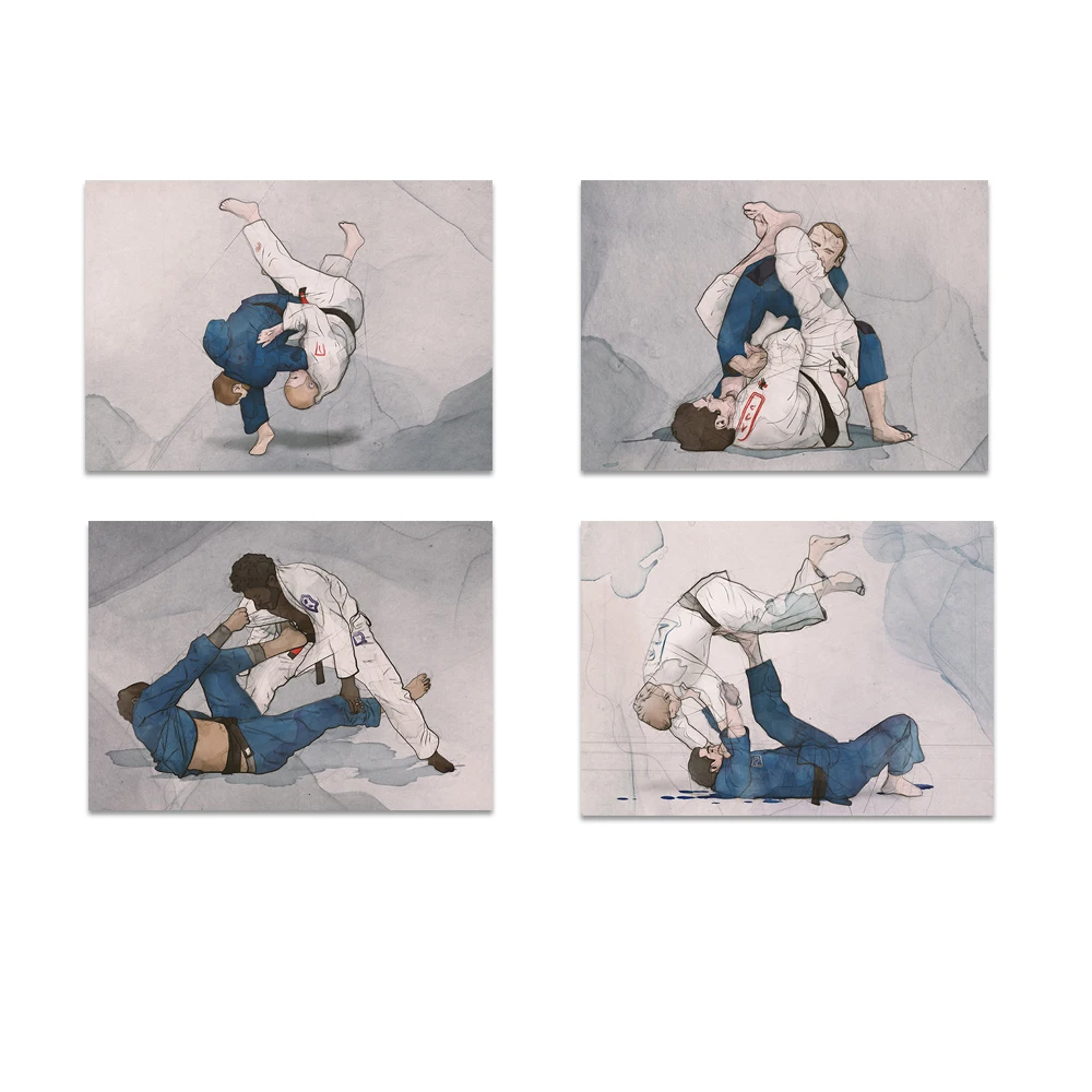 Brazilian Jiu Jitsu Art Poster - 'Butterfly'-'Pass' -'Triangle 2.0' 'Guillotine'- 'X Guard' - 'Uchi Mata' - 'Spider' - 'Sweep' -