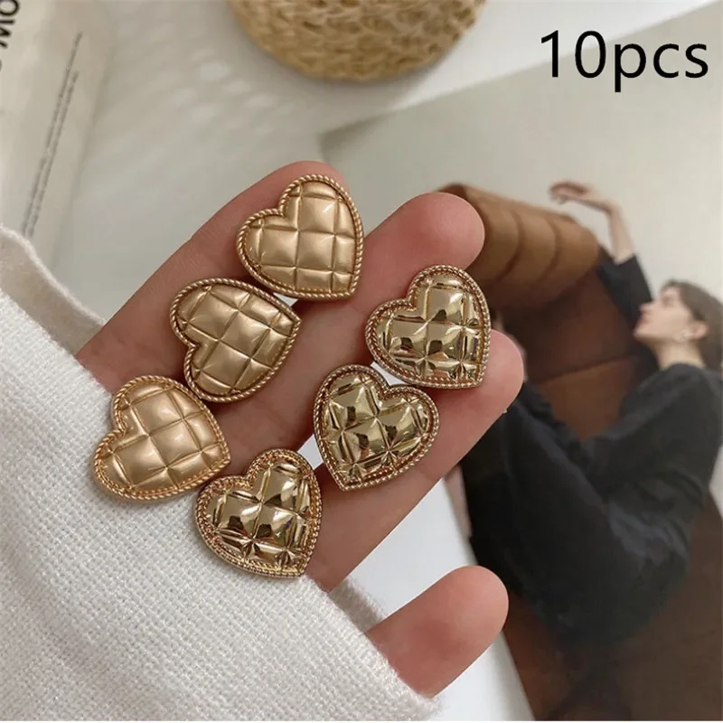 Fashion Simple Heart Shape Metal Buttons Sewing Accessories Women\'s Jackets Dresses Suits Sweaters Decorative Buttons