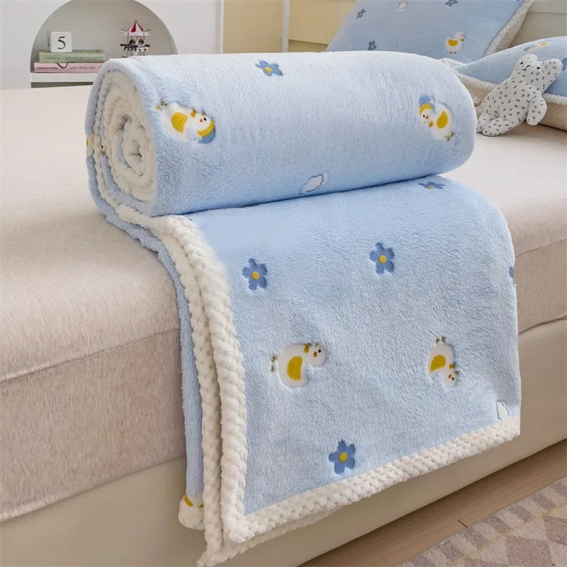 Soft Coral Fleece Air Conditioning Blanket Nap Blanket Office Home Blanket Cushion Towel Multifunctional Blanket Shower Bath