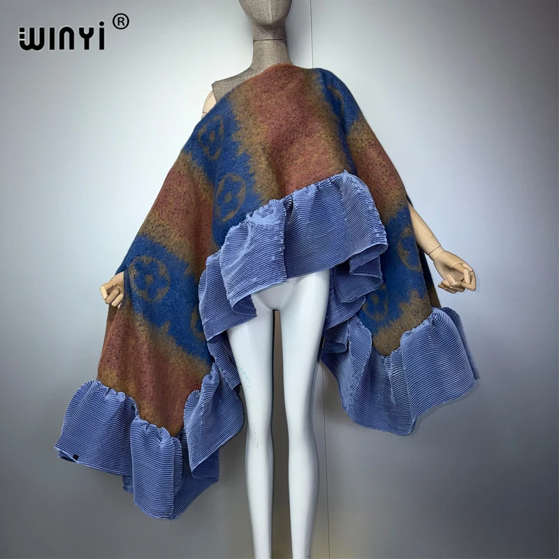 WINYI Winter Warm Dress Fashion Cape Holiday Winter Poncho Elegant Party Winter Ponchos for Women Cloak Boho Women Clothing