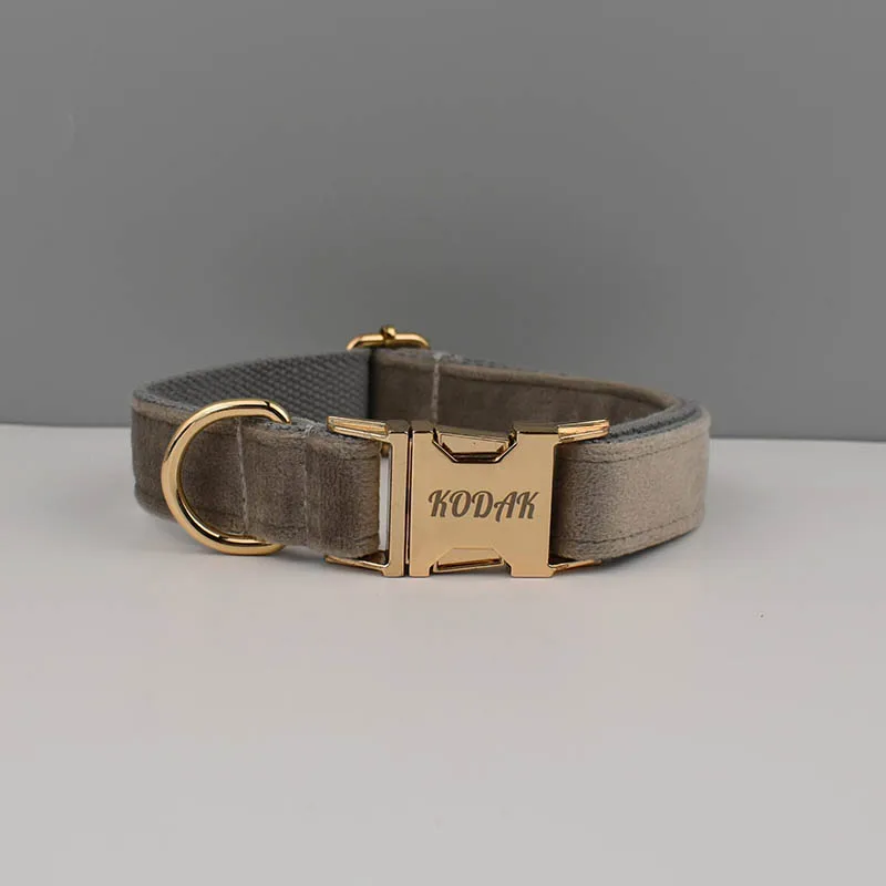 Personalized Velvet Dog Collar Engraved Multiple Colors Available Customization Service for Pet Accessories