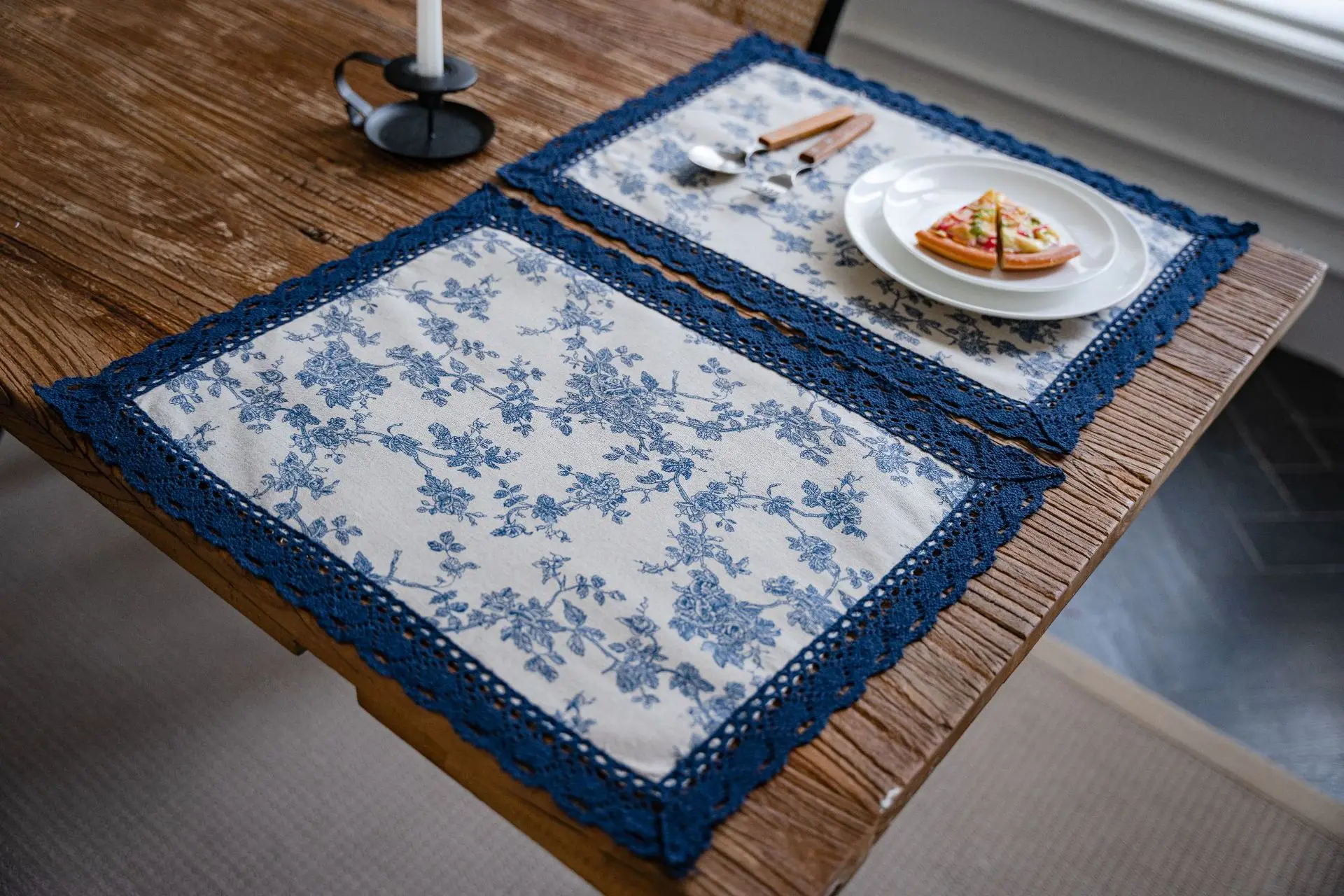 Dinning Table Decoration Table Runner Birthday Party Home Printing Pastoral Blue Rose Flower Tea Table Runner Table Cover