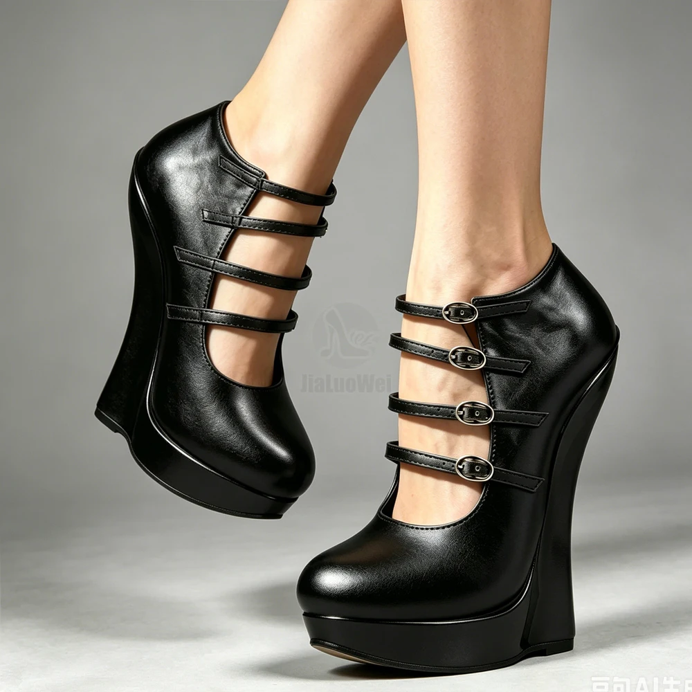Women Sexy PU leather Stiletto Sandals Female Fashion High Heels Shoes Pumps Spring/Summer/Autumn party Wedges Plus Size 36-46