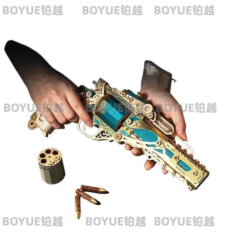 Fantasy Steam Revolver Wooden 3D Puzzle Mechanical Model Kit DIY Assembly Building Block Toy Creative Birthday Gift for Men
