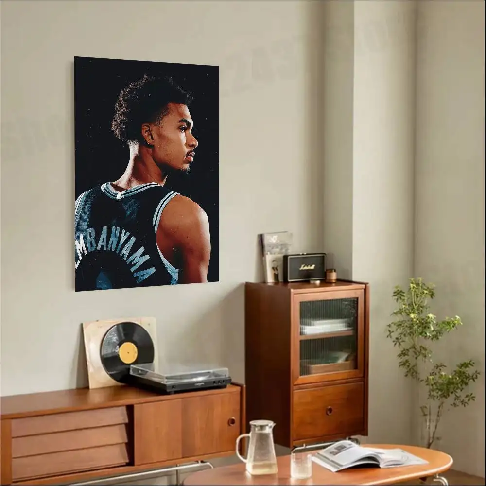 Basketball Star W-Wembanyama Vintage Retro Poster Sticker Classic Art Painting for Home Bedroom Cafe Office Wall Decor view 6