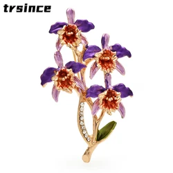 Gorgeous Enamel Flower Brooches for Women Rhinestone New Design Retro Flower Office Party Brooch Pin Gifts for Casual
