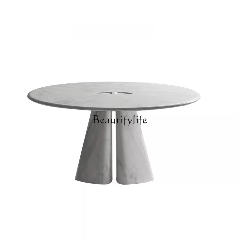 

Italian Modern Minimalist Designer Marble Creative High-End Living Room Small Apartment Round Luxury Stone Dining Table