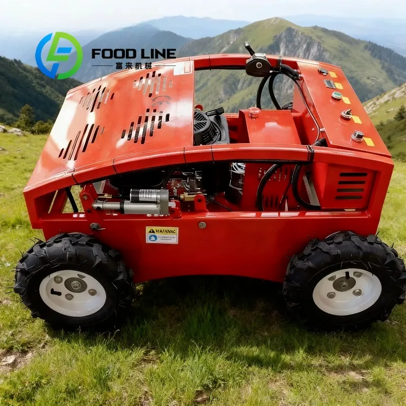 Factory Direct DIY All-terrain Garden Robot Tracked Lawnmower With Snowplow Remote-controlled 4-stroke Self-propelled Lawnmower.