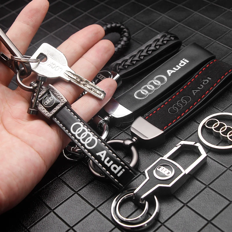 Car Metal Keychain Fashion Creative Leather Key Holder Key Case Ring For A4 B5 B6 A3 8P 8V 8L A5 A6 C6 C5 A1 A7 A8 Q2 Q3 TT