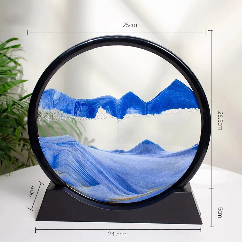 3D Moving Sand Nordic Hourglass Creative Oranment Liquid Flowing Sand Sandscape Round Quicksand Painting Office Home Decor Gift