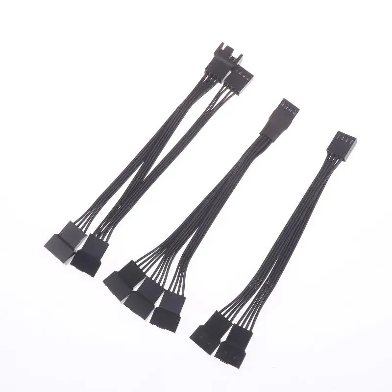 （Summer4）4Pin PWM Fan Cable 1 To 2/3 Ways Splitter Black Sleeved Extension Cable Connector Pwm Extension Cables